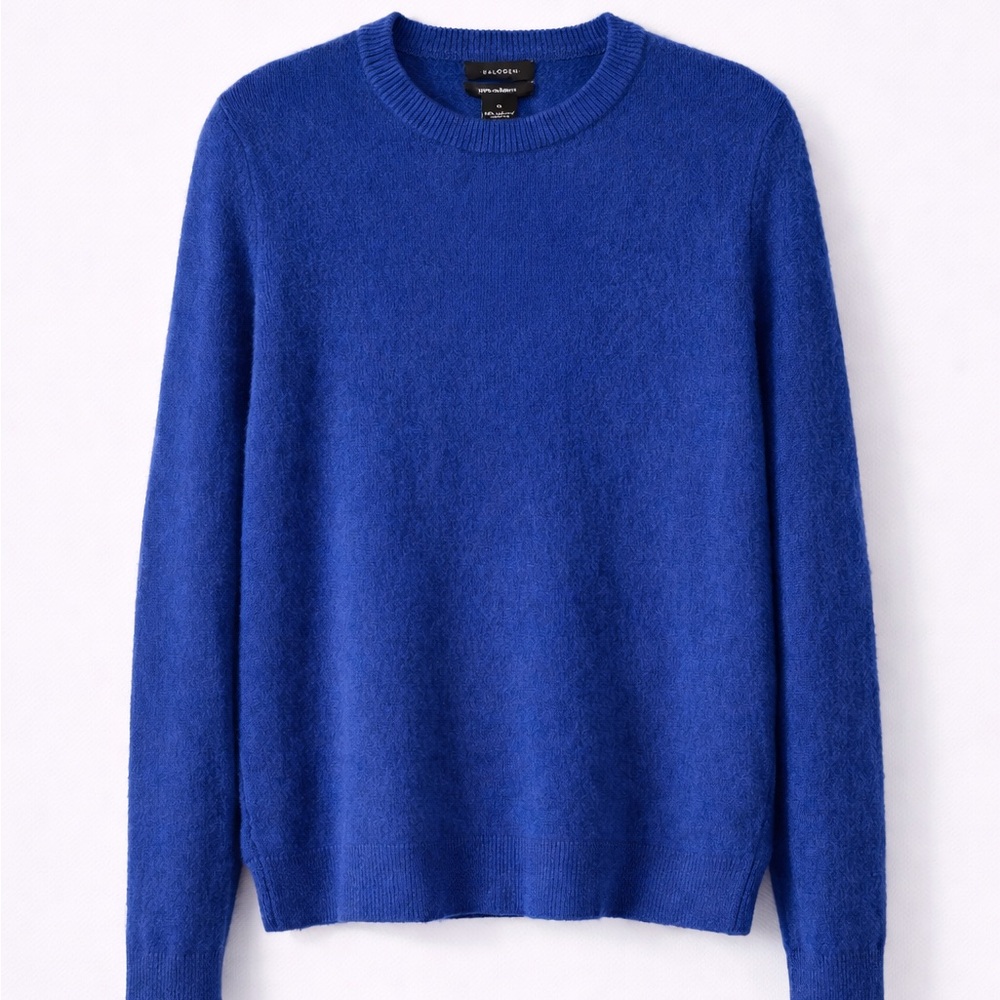 HALOGEN Vibrant Blue 100% Cashmere Crewneck Sweater